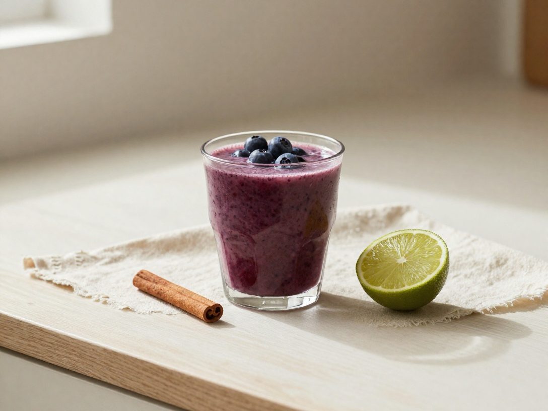 Frullato di mirtilli, cannella e lime